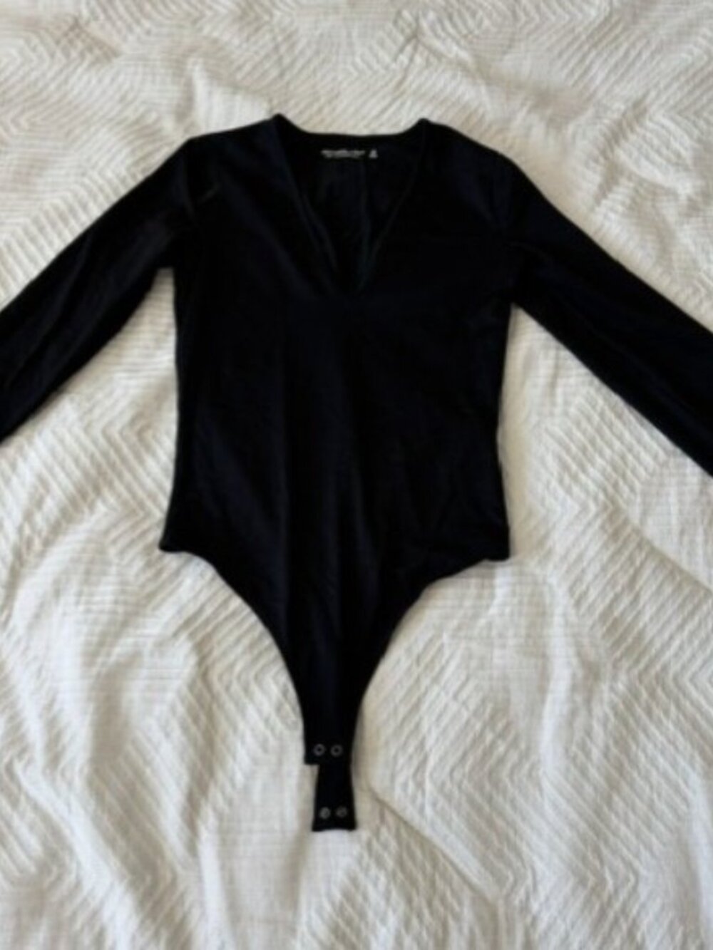 Abercrombie & Fitch Soft Collection Black V-Neck Bodysuit | Long Sleeve | Size X